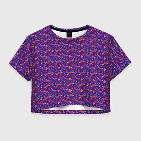 Женская футболка Crop-top 3D с принтом Стрекоза в Курске, 100% полиэстер | круглая горловина, длина футболки до линии талии, рукава с отворотами | насекомое | полет | узор | яркий