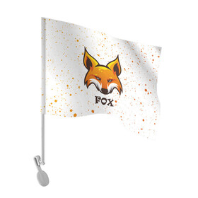 Флаг для автомобиля с принтом FOX в Курске, 100% полиэстер | Размер: 30*21 см | animals | fox | foxes | foxy | ginger | животные | лис | лиса | лисенок | лисий | лисица | лисицы | лисичка | лисички | лисы | лисята | оранжевый