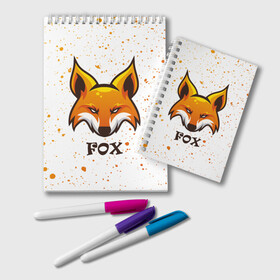 Блокнот с принтом FOX в Курске, 100% бумага | 48 листов, плотность листов — 60 г/м2, плотность картонной обложки — 250 г/м2. Листы скреплены удобной пружинной спиралью. Цвет линий — светло-серый
 | Тематика изображения на принте: animals | fox | foxes | foxy | ginger | животные | лис | лиса | лисенок | лисий | лисица | лисицы | лисичка | лисички | лисы | лисята | оранжевый