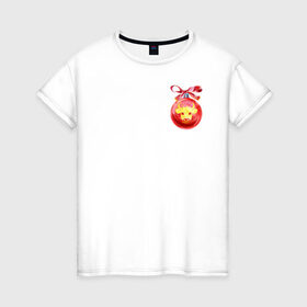 Женская футболка хлопок с принтом новогодний шар в Курске, 100% хлопок | прямой крой, круглый вырез горловины, длина до линии бедер, слегка спущенное плечо | 2021 | бык | год быка | год коровы | новый год | символ года