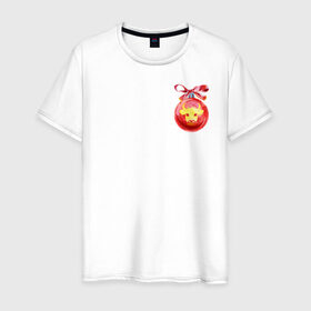 Мужская футболка хлопок с принтом новогодний шар в Курске, 100% хлопок | прямой крой, круглый вырез горловины, длина до линии бедер, слегка спущенное плечо. | 2021 | бык | год быка | год коровы | новый год | символ года