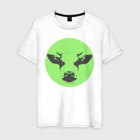Мужская футболка хлопок с принтом корова в Курске, 100% хлопок | прямой крой, круглый вырез горловины, длина до линии бедер, слегка спущенное плечо. | 2021 | бык | год быка | год коровы | новый год | символ года