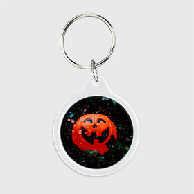 Брелок круглый с принтом Pumpkin в Курске, пластик и полированная сталь | круглая форма, металлическое крепление в виде кольца | halloween | pumpkin head devil | тыква джек | хэллоуин