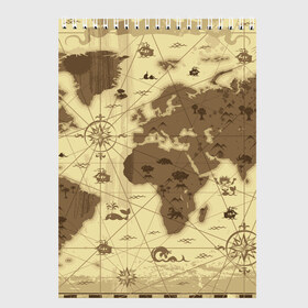 Скетчбук с принтом Карта мира в Курске, 100% бумага
 | 48 листов, плотность листов — 100 г/м2, плотность картонной обложки — 250 г/м2. Листы скреплены сверху удобной пружинной спиралью | география | карта | карта мира | корабли | моряки