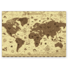 Поздравительная открытка с принтом Карта мира в Курске, 100% бумага | плотность бумаги 280 г/м2, матовая, на обратной стороне линовка и место для марки
 | география | карта | карта мира | корабли | моряки