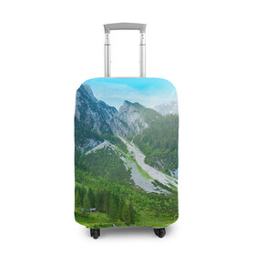 Чехол для чемодана 3D с принтом Альпийские горы в Курске, 86% полиэфир, 14% спандекс | двустороннее нанесение принта, прорези для ручек и колес | альпийские горы | альпы | гора | горы | озеро