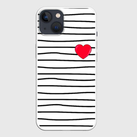 Чехол для iPhone 13 с принтом Полоски с сердцем в Курске,  |  | любовь | милый | модный | полоски | розовый | семья | сердце | чёрный