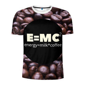 Мужская футболка 3D спортивная с принтом Энергия в Курске, 100% полиэстер с улучшенными характеристиками | приталенный силуэт, круглая горловина, широкие плечи, сужается к линии бедра | еда | кофе | молоко | напитки | утро | энергия