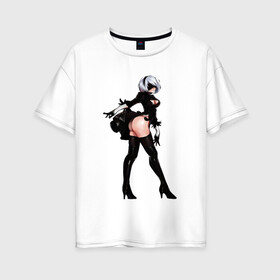 Женская футболка хлопок Oversize с принтом 2B NIER в Курске, 100% хлопок | свободный крой, круглый ворот, спущенный рукав, длина до линии бедер
 | 2b | ahegao | anime | girl | nier automata | replicant | waifu | аниме | ахегао | нир автомата | отаку | охегао | тян | тяночка