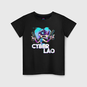 Детская футболка хлопок с принтом Cyber Lao в Курске, 100% хлопок | круглый вырез горловины, полуприлегающий силуэт, длина до линии бедер | mc lao | mclao | бан | блогер | богатыри | лайрафортнайт | мельница | мслао