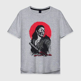 Мужская футболка хлопок Oversize с принтом Японский Воин Самурай в Курске, 100% хлопок | свободный крой, круглый ворот, “спинка” длиннее передней части | Тематика изображения на принте: art | blade | blood | illustration | japan | japanese | katana | mask | moon | ronin | samurai | sekiro | shogun | sword | tsushima | warrior | арт | в маске | иллюстрация | катана | кровавая | луна | мерч | меч | отступник | ронин | сегун |