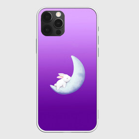 Чехол для iPhone 12 Pro Max с принтом Зайчишка на луне в Курске, Силикон |  | градиент | зайчик | зайчишка | звезды | кролик | луна | малыш | месяц | мультяшный | небо | ночь | ребенок | рисунок | сон | спит