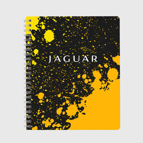 Тетрадь с принтом JAGUAR Ягуар в Курске, 100% бумага | 48 листов, плотность листов — 60 г/м2, плотность картонной обложки — 250 г/м2. Листы скреплены сбоку удобной пружинной спиралью. Уголки страниц и обложки скругленные. Цвет линий — светло-серый
 | Тематика изображения на принте: auto | jaguar | logo | moto | symbol | авто | автомобиль | гонки | знак | лого | логотип | логотипы | марка | машина | мото | символ | символы | ягуар