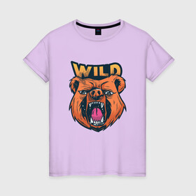 Женская футболка хлопок с принтом Дикий Медведь в Курске, 100% хлопок | прямой крой, круглый вырез горловины, длина до линии бедер, слегка спущенное плечо | anger | angry | art | bear | nature | rage | raging | style | trend | wild | арт | гнев | дикая | злой | иллюстрация | карикатура | людоед | медвежонок | миша | мишка | монстр | портрет | потапыч | природа | рисунок | стиль | чудовище