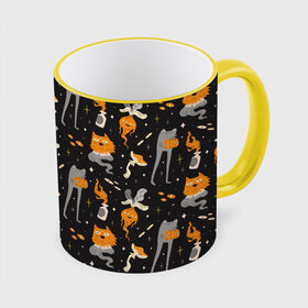 Кружка с принтом Halloween Monsters в Курске, керамика | ёмкость 330 мл | angry | art | cat | creatures | flame | grumpy | horror | kitten | kitty | merch | pussy | pussycat | арт | грибы | злые | иллюстрация | котенок | кошка | кринж | мерч | монстры | наряд | недовольные | огонь | паттерн | сердитые | создания