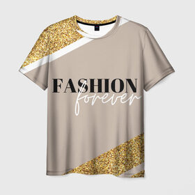 Мужская футболка 3D с принтом Мода навсегда в Курске, 100% полиэфир | прямой крой, круглый вырез горловины, длина до линии бедер | fashion | блеск | гламур | золото | мода | навсегда | сияние