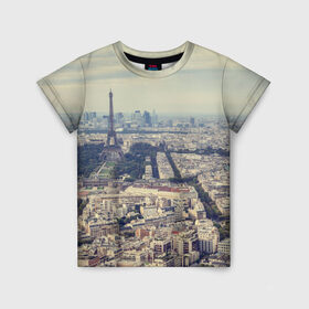 Детская футболка 3D с принтом Париж в Курске, 100% гипоаллергенный полиэфир | прямой крой, круглый вырез горловины, длина до линии бедер, чуть спущенное плечо, ткань немного тянется | город | париж | улицы города | франция | эйфелевая башня