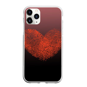 Чехол для iPhone 11 Pro матовый с принтом Сердце из отпечатков пальцев в Курске, Силикон |  | влюбленные | вместе | градиент | линии судьбы | любовь | он и она | отпечатки пальцев | пальчики | признание | сердце | следы