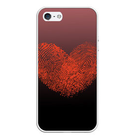 Чехол для iPhone 5/5S матовый с принтом Сердце из отпечатков пальцев в Курске, Силикон | Область печати: задняя сторона чехла, без боковых панелей | влюбленные | вместе | градиент | линии судьбы | любовь | он и она | отпечатки пальцев | пальчики | признание | сердце | следы