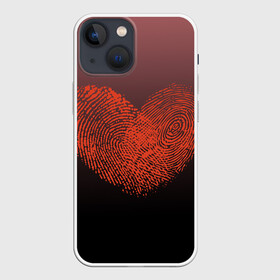 Чехол для iPhone 13 mini с принтом Сердце из отпечатков пальцев в Курске,  |  | влюбленные | вместе | градиент | линии судьбы | любовь | он и она | отпечатки пальцев | пальчики | признание | сердце | следы