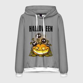 Мужская толстовка 3D с принтом Halloween в Курске, 100% полиэстер | двухслойный капюшон со шнурком для регулировки, мягкие манжеты на рукавах и по низу толстовки, спереди карман-кенгуру с мягким внутренним слоем. | 31 октября | halloween | halowen | ведьма | день всех святых | джек | костюм | кровь | лого | монстр | надпись | праздник | приведение | призрак | светильник | символ | страшная | тыква | ужасы | хеллоуин | хеллуин