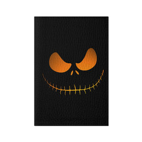 Обложка для паспорта матовая кожа с принтом Зловещая улыбка в Курске, натуральная матовая кожа | размер 19,3 х 13,7 см; прозрачные пластиковые крепления | Тематика изображения на принте: halloween | злая улыбка | праздник | страшный праздник | хэллоуин