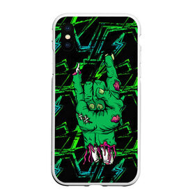 Чехол для iPhone XS Max матовый с принтом Rock Zombie в Курске, Силикон | Область печати: задняя сторона чехла, без боковых панелей | blood | diablo | haloween | horror | дьявол | зомби | кости | кровь | мозги | мясо | страшилка | ужасы | хеллоуин | хелоуин