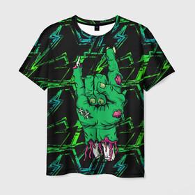 Мужская футболка 3D с принтом Rock Zombie в Курске, 100% полиэфир | прямой крой, круглый вырез горловины, длина до линии бедер | blood | diablo | haloween | horror | дьявол | зомби | кости | кровь | мозги | мясо | страшилка | ужасы | хеллоуин | хелоуин