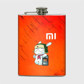 Фляга с принтом Xiaomi в Курске, металлический корпус | емкость 0,22 л, размер 125 х 94 мм. Виниловая наклейка запечатывается полностью | Тематика изображения на принте: 