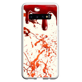 Чехол для Samsung Galaxy S10 с принтом Стекающая кровь в Курске, Силикон | Область печати: задняя сторона чехла, без боковых панелей | 2020 | blood | halloween | капли | кровавый | кровь | пятна | следы | стекающая | хэллоуин | хэлоуин
