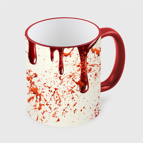 Кружка с принтом Стекающая кровь в Курске, керамика | ёмкость 330 мл | Тематика изображения на принте: 2020 | blood | halloween | капли | кровавый | кровь | пятна | следы | стекающая | хэллоуин | хэлоуин