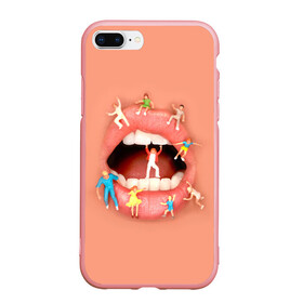 Чехол для iPhone 7Plus/8 Plus матовый с принтом LIPS PARTY в Курске, Силикон | Область печати: задняя сторона чехла, без боковых панелей | dolls | girl | lips | mouth | party | small | вечеринка | губы | девушка | куклы | маленький | рот | человечки