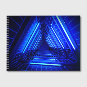 Альбом для рисования с принтом Неоновый тоннель в Курске, 100% бумага
 | матовая бумага, плотность 200 мг. | неон | неоновый тоннель | тоннель | треугольник | треугольный коридор | фантастический тоннель