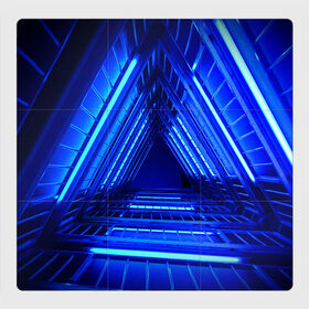 Магнитный плакат 3Х3 с принтом Неоновый тоннель в Курске, Полимерный материал с магнитным слоем | 9 деталей размером 9*9 см | неон | неоновый тоннель | тоннель | треугольник | треугольный коридор | фантастический тоннель