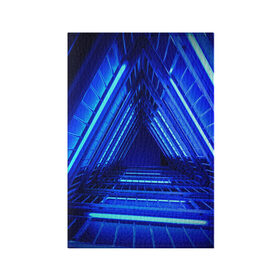 Обложка для паспорта матовая кожа с принтом Неоновый тоннель в Курске, натуральная матовая кожа | размер 19,3 х 13,7 см; прозрачные пластиковые крепления | неон | неоновый тоннель | тоннель | треугольник | треугольный коридор | фантастический тоннель