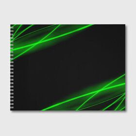 Альбом для рисования с принтом Неоновые лучи в Курске, 100% бумага
 | матовая бумага, плотность 200 мг. | Тематика изображения на принте: зеленые линии | зеленые лучи | зеленый луч | линии | луч | неон | неоновые лучи
