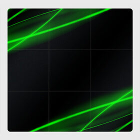 Магнитный плакат 3Х3 с принтом Неоновые лучи в Курске, Полимерный материал с магнитным слоем | 9 деталей размером 9*9 см | Тематика изображения на принте: зеленые линии | зеленые лучи | зеленый луч | линии | луч | неон | неоновые лучи