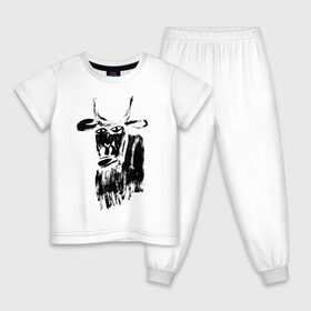 Детская пижама хлопок с принтом бык нарисованный в Курске, 100% хлопок |  брюки и футболка прямого кроя, без карманов, на брюках мягкая резинка на поясе и по низу штанин
 | 2021 | бык | год быка | год коровы | новый год | символ года
