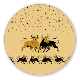 Коврик для мышки круглый с принтом год быка в Курске, резина и полиэстер | круглая форма, изображение наносится на всю лицевую часть | 2021 | бык | год быка | год коровы | новый год | символ года