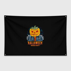 Флаг-баннер с принтом Halloween в Курске, 100% полиэстер | размер 67 х 109 см, плотность ткани — 95 г/м2; по краям флага есть четыре люверса для крепления | 31 октября | halloween | halowen | ведьма | день всех святых | джек | костюм | кровь | лого | монстр | надпись | праздник | приведение | призрак | светильник | символ | страшная | тыква | ужасы | хеллоуин | хеллуин