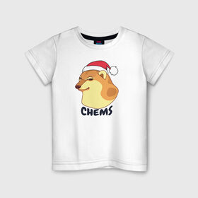 Детская футболка хлопок с принтом Новогодний Чимс в Курске, 100% хлопок | круглый вырез горловины, полуприлегающий силуэт, длина до линии бедер | chemps | chems | doge | dogo | дог | доге | доке и чимс | чимс | чимс доге