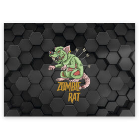Поздравительная открытка с принтом Zombie Rat в Курске, 100% бумага | плотность бумаги 280 г/м2, матовая, на обратной стороне линовка и место для марки
 | blood | diablo | haloween | horror | дьявол | зомби | кости | кровь | мозги | мясо | страшилка | ужасы | хеллоуин | хелоуин
