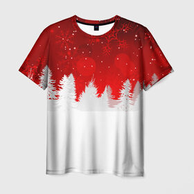 Мужская футболка 3D с принтом Новогоднее чудо в Курске, 100% полиэфир | прямой крой, круглый вырез горловины, длина до линии бедер | Тематика изображения на принте: 