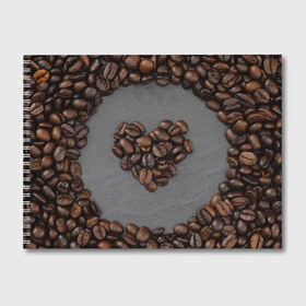 Альбом для рисования с принтом Люблю кофе в Курске, 100% бумага
 | матовая бумага, плотность 200 мг. | Тематика изображения на принте: бариста | зерна | кофе | любитель кофе