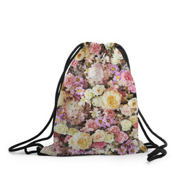 Рюкзак-мешок 3D с принтом Цветочки в Курске, 100% полиэстер | плотность ткани — 200 г/м2, размер — 35 х 45 см; лямки — толстые шнурки, застежка на шнуровке, без карманов и подкладки | розы | хризантемы. | цветочки | цветочная компазиция | цветы