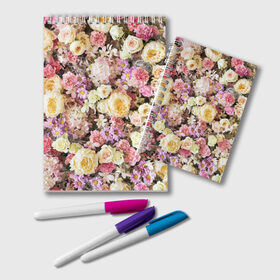 Блокнот с принтом Цветочки в Курске, 100% бумага | 48 листов, плотность листов — 60 г/м2, плотность картонной обложки — 250 г/м2. Листы скреплены удобной пружинной спиралью. Цвет линий — светло-серый
 | розы | хризантемы. | цветочки | цветочная компазиция | цветы