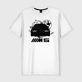 Мужская футболка хлопок Slim с принтом BMW M5 E39 в Курске, 92% хлопок, 8% лайкра | приталенный силуэт, круглый вырез ворота, длина до линии бедра, короткий рукав | bmw | bmw5series | bmwe39 | m5 | mperformance | mpower