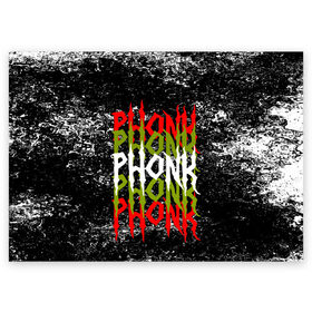 Поздравительная открытка с принтом PHONK в Курске, 100% бумага | плотность бумаги 280 г/м2, матовая, на обратной стороне линовка и место для марки
 | drift | memphis | music | phonk | phonk drift | phonk drift music | phonk edition | phonk mix | phonk music | phonk radio | phonk remix | trap | музыка для дрифта | пхонк | фонк | фонк дрифт | фонк рэп