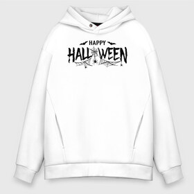 Мужское худи Oversize хлопок с принтом Halloween в Курске, френч-терри — 70% хлопок, 30% полиэстер. Мягкий теплый начес внутри —100% хлопок | боковые карманы, эластичные манжеты и нижняя кромка, капюшон на магнитной кнопке | Тематика изображения на принте: 31 октября | halloween | halowen | ведьма | день всех святых | джек | костюм | кровь | лого | монстр | надпись | праздник | приведение | призрак | светильник | символ | страшная | тыква | ужасы | хеллоуин | хеллуин