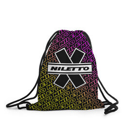 Рюкзак-мешок 3D с принтом НИЛЕТТО / Niletto в Курске, 100% полиэстер | плотность ткани — 200 г/м2, размер — 35 х 45 см; лямки — толстые шнурки, застежка на шнуровке, без карманов и подкладки | Тематика изображения на принте: hip | hop | logo | music | nileto | niletto | rap | знак | лого | логотип | логотипы | любимка | музыка | музыкант | нилето | нилетто | рэп | символ | символы | хип | хоп
